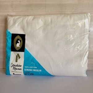 NOS! Fashion Manor Flat Sheet Double White 100% Cotton Muslin Penneys VTG MCM 💚